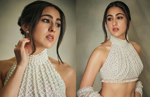 Sara Ali Khan radiates Goddess vibes in stunning white pearl lehenga, see pics